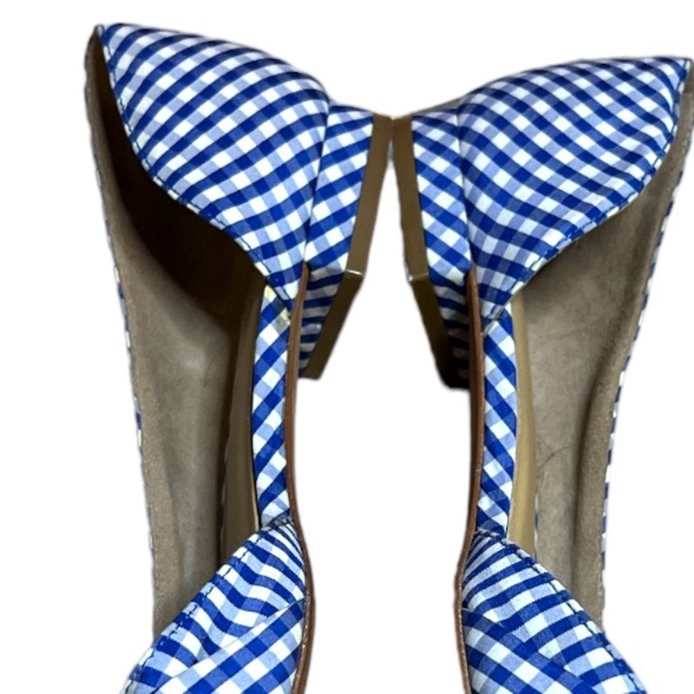 Talbot Edison D'orsay Bow Blue & White Gingham Flats 7.5 N (narrow) - Picture 4 of 6